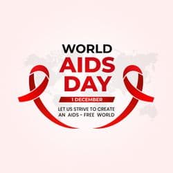 Global AIDS Day post with united hands, red ribbons, and message of solidarity