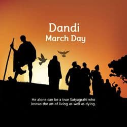 Patriotic Dandi March tribute graphic with Gandhi and salt movement illustration – AiFlexa