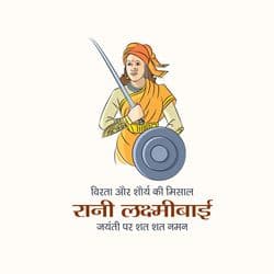 Brave tribute post design of Rani Laxmi Bai with sword, horse, and patriotic elements