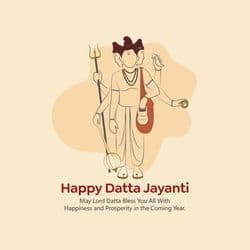 Dattatreya Jayanti social media post template featuring Lord Dattatreya illustration by AiFlexa