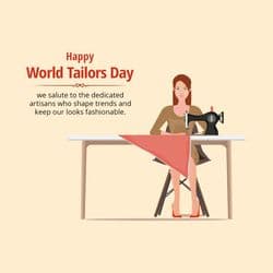 Social media post design for World Tailors Day showing tailor tools and appreciation message – AiFlexa