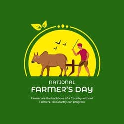 Minimalist design featuring farmer silhouette and India map for National Farmers Day by AiFlexa