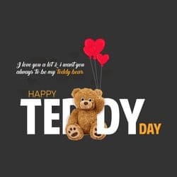 Adorable Teddy Day social media post with teddy bear and hearts – AiFlexa