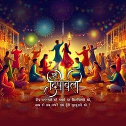 Modern Diwali social media post with colorful fireworks and diyas