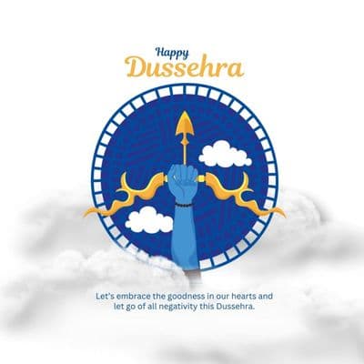 Dussehra greeting post template with festive design
