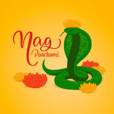 Traditional Nag Panchami post design with devotional snake worship artwork