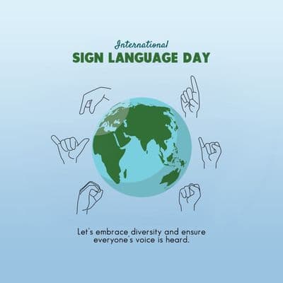 Awareness social media post for International Day of Sign Languages