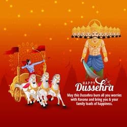 Minimalist Dussehra post with bow and arrow icon