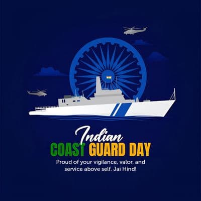 Indian Coast Guard Day Indian Coast Guard personnel on patrol vessel during national observance
