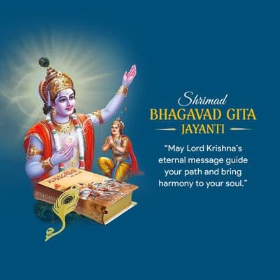 Gita Jayanti HD Poster | Krishna Teaching Arjuna Artwork