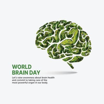 Social media design with creative brain theme for World Brain Day awareness