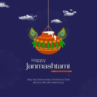 Lord Krishna quotes for Janmashtami social media post design