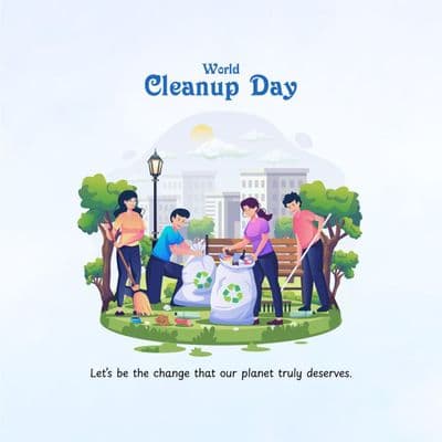 Community participation social media template for World Cleanup Day