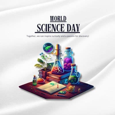 World Science Day innovation and quote social media post template