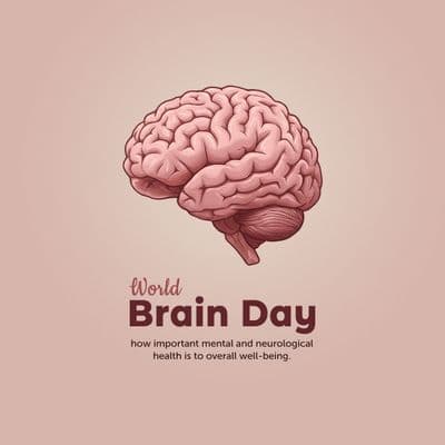 Minimalist editable post template for World Brain Day with abstract brain icon
