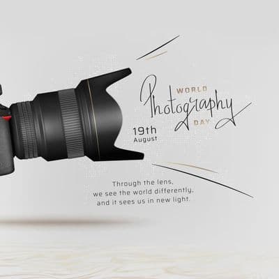 Retro style World Photography Day post design template