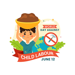 Child holding school bag vs working child contrast awareness post