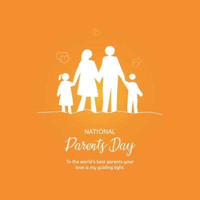 Elegant Parents’ Day template with calligraphy “Thanks Mom & Dad” and pastel tones