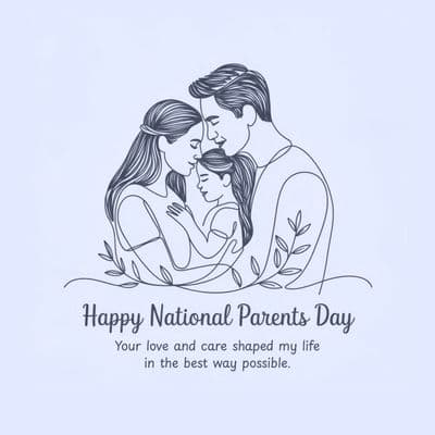 Heart-touching post design for Parents’ Day with hugging family illustration