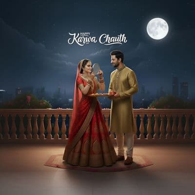 Karwa Chauth festival poster design social media template