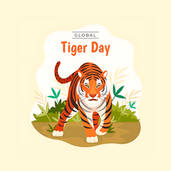 Minimalist tiger design with eco-friendly message