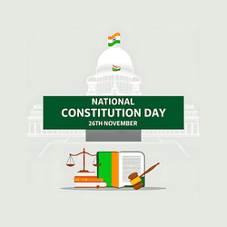 National Constitution Day post design with Indian flag, Preamble visual, and Dr. B.R. Ambedkar illustration