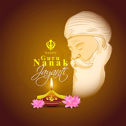 Minimalist Guru Nanak Jayanti social media post with simple typography and sacred iconography