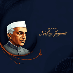 Patriotic Nehru Jayanti social media post with Indian flag and Jawaharlal Nehru silhouette