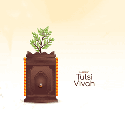 Modern Tulsi Vivah social media post with sleek design and Tulsi plant imagery