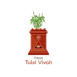 Spiritual Tulsi Vivah post with sacred symbols and devotional elements