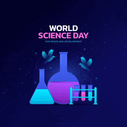 World Science Day awareness post with microscope and science symbols