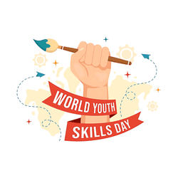 Creative illustration for World Youth Skills Day post with vibrant colors