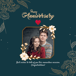 Floral wedding anniversary post template with pastel colors and decorative flowers