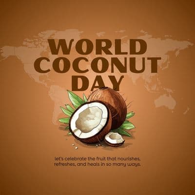 World Coconut Day awareness social media post design template