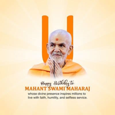 Mahant Swami Maharaj Birthday greeting social media template