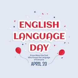 English Language Day social media design with literacy theme and learning icons – AiFlexa