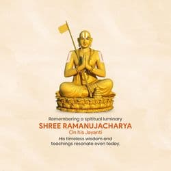 Educational social media template for Sri Ramanujacharya Jayanti with biography highlights and teachings – AiFlexa