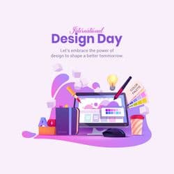 Bold typography and colorful artistic World Design Day social media post template – AiFlexa