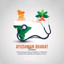 Modern and minimal Ayushman Bharat Diwas editable social media post template for healthcare promotions by AiFlexa