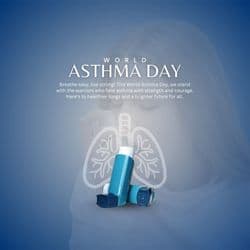 Editable World Asthma Day post design template with medical icons and awareness theme by AiFlexa