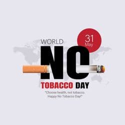 Social media post template for students with no-smoking signs and educational message for youth awareness