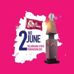 Telangana Day design template with state flag colors and bold text in a modern layout