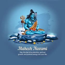 Mahesh Navami greeting post with company branding space and spiritual design