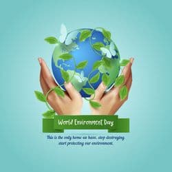 Eco-inspired post with a globe, trees, and a message to protect nature for World Environment Day