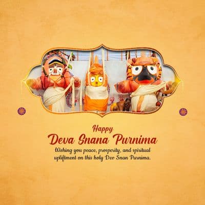 Spiritual social media template with Jagannath, Snana ritual and temple background