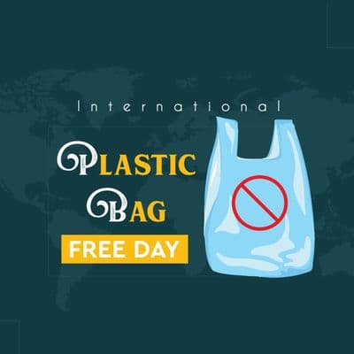No plastic bag symbol with reusable bag and green earth background