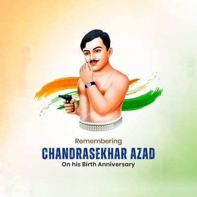 Artistic Indian tricolor post template honoring Chandra Shekhar Azad’s birth anniversary