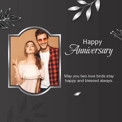 Elegant wedding anniversary social media template with golden theme and couple design